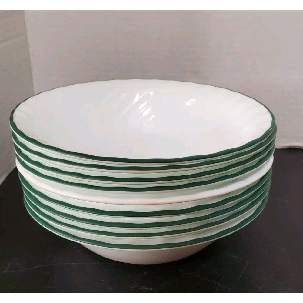 Corelle Callaway Ivy Swirl Cereal Bowls Green Trim Soup Corningware Dish 9 Pc